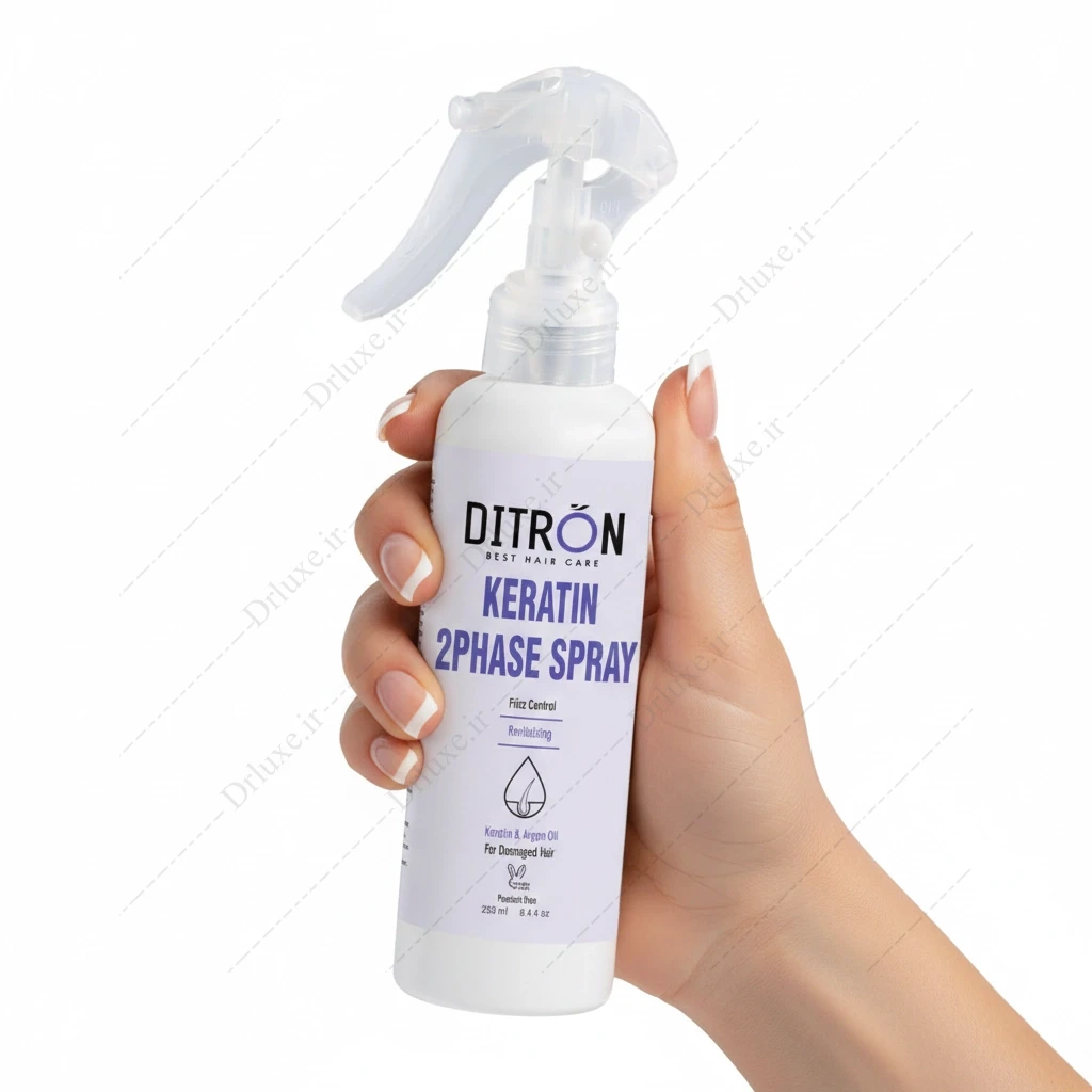 سرم دوفاز مو حاوی کراتین و روغن آرگان دیترون 250 میلی‌لیتر